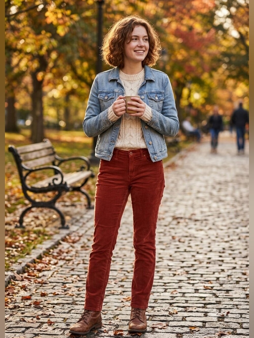 Anthropologie Straight-Leg Corduroy Jeans in Rust